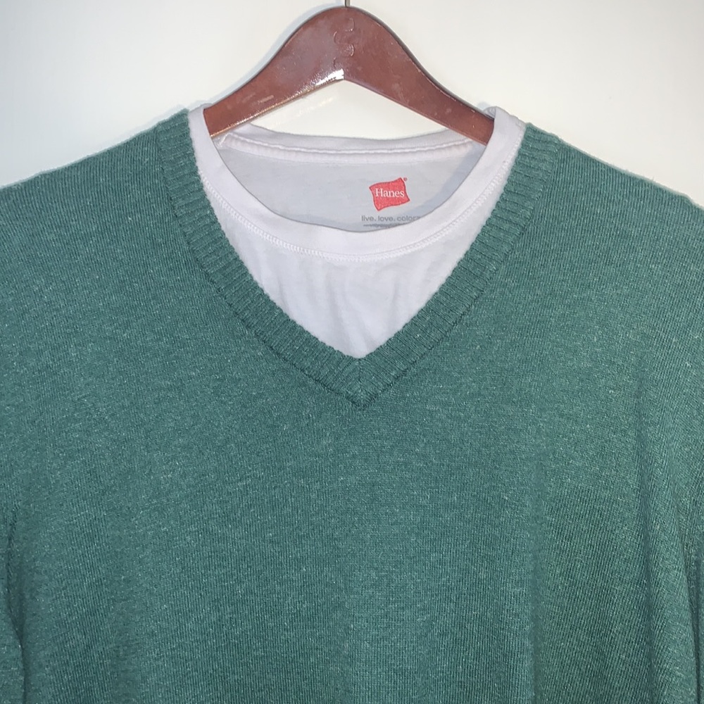 Eddie Bauer V-Neck Sweater Large Cotton/Linen